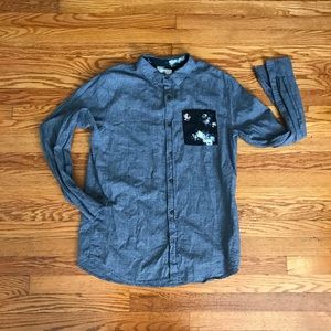 ON THE BYAS Men Large Button-Down Floral EUC b22